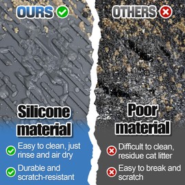 MEWTOGO Easy Clean Cat Litter Mat - Waterproof Non-Slip Silicone Cat Litter Box Mat for Floor, Litter Trapping Mat for Indoor Cats Kittens, S-15.6'' x 23.4''