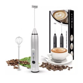 Unbranded Silver USB Charging Low Noise Milk Frother Handheld Mini Mixer for Eggs & Milk
