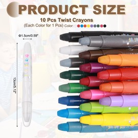 sourcing map Twist Crayons, Twist Crayons Gel Watercolor Set Washable Silky Smooth for Drawing Coloring(Red Orange Silver Tone Black White Purple Blue Green Pink Yellow, Pack of 10)