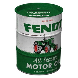Nostalgic-Art Retro Money Box 600ml Fendt - All Season Motor Oil - Gift Idea for Tractor Fans Metal Piggy Bank Vintage Tin Money Box