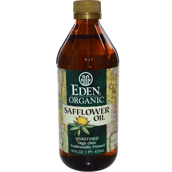 Eden Organic Safflower Oil, Unrefined, High Oleic, Traditionally Pressed, 16 fl oz Amber Glass