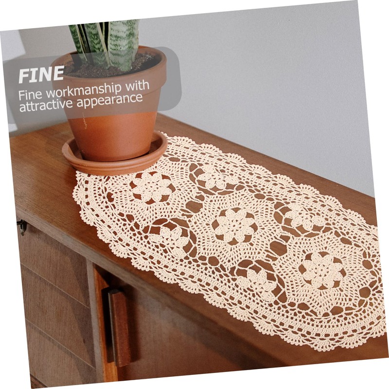 CAXUSD Cotton Crochet Rustic Table Runner Decorative Doily for Parties