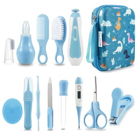 PandaEar Baby Healthcare and Grooming Kit, Baby Nursery Health Care Set, Electric Safety Nail Trimmer Newborn Essentials Kit for Infant Toddlers Kids (19 in 1, Blue)