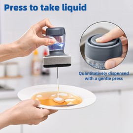 Non-Scratch Dishwand Sponge Refills, Dish Wand Refills Sponge Heads for Kitchen Cleaning Safe for Non-Stick Cookware 4Pack, Grey+Black