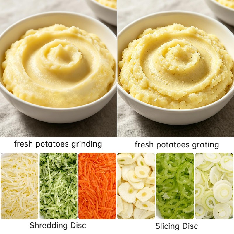 4-Discs Electric Grater, Potato Masher for Creamy Puree, 200W