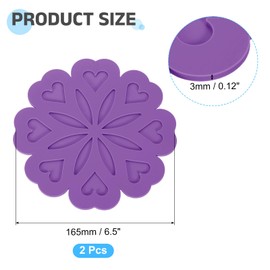 uxcell 2Pcs Silicone Trivet Mats, Flower Pattern Silicone Pad Hot Pad Pan Protectors Table Protector Heat Resistant Mat for Countertop, Hot Dishes, Hot Pots and Pans, Purple