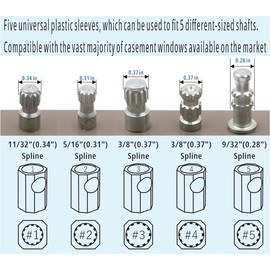 Universal Tee-Crank Casement Window Crank Handle,5 spindles(White) (4 Pack)