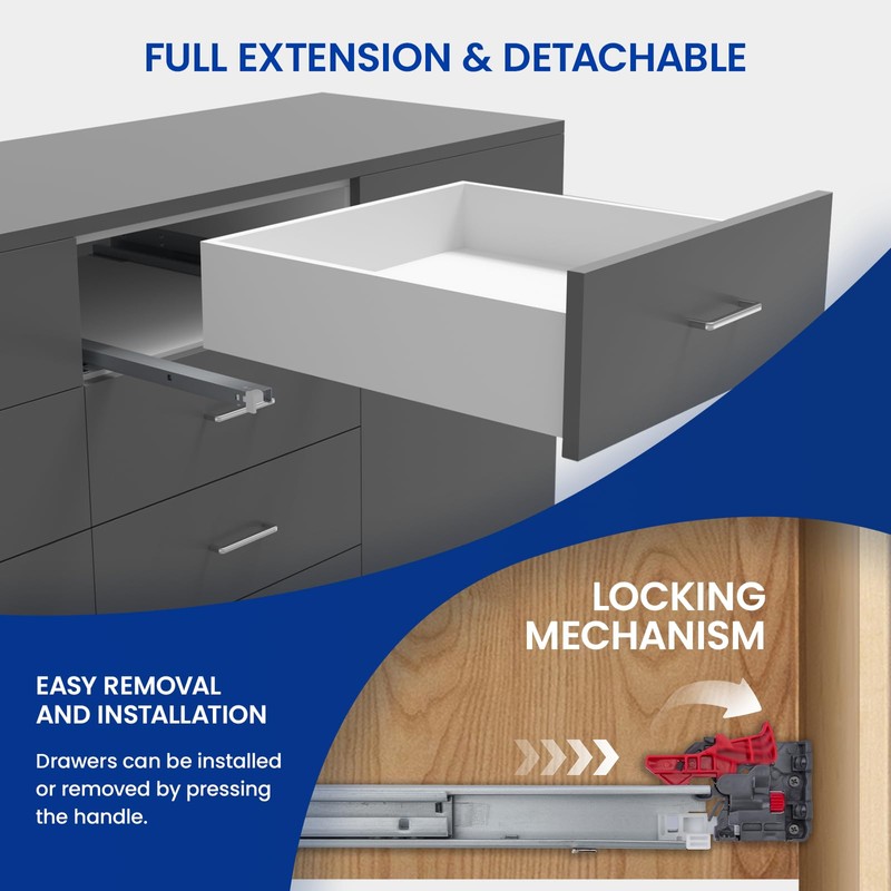 LONTAN 6 Pairs Undermount Soft Close Drawer Slides 12 Inch