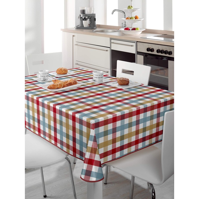 BEAUTEX Oilcloth Tablecloth Wipe Clean Non-Slip with Piping Band Square