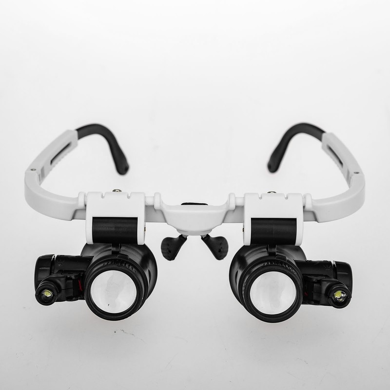 Loupe Magnifier Glasses Head Mount with LED Light Adjustable Glasses