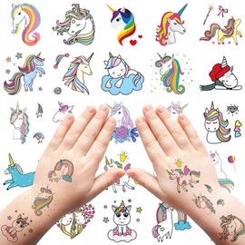 Fanoshon Temporary Tattoos Gift for Kids Little Girls, 25 Styles Small Children Birthday Party Favor Supplies Decoration Stickers Goodie Bag Filler Christmas Stocking Stuffers