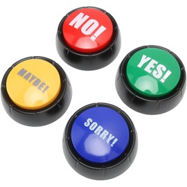 WADY 4Pcs Answer Button Set, Portable Yes No Buttons Funny Sorry Maybe Buzzer Buttons Interactive Communication Sound Button Prop Reusable Multipurpose Game Button for Classroom Dog Talking 90 x 40mm
