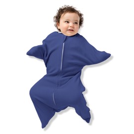 SleepingBaby Zipadee-Zip Transition Swaddle - Fleece Baby Swaddle Blanket with Zipper Convenience - Navy, Small (4-8 Month)