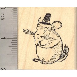 RubberHedgehog Thanksgiving Chinchilla Rubber Stamp, Praying or Giving Thanks G22712 WM