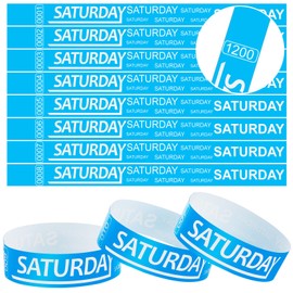 Henoyso 1200 Pcs Paper Wristbands Event Wristbands Numbered Waterproof Wrist Bands for Events Day of the Week Paper Bracelets Wristbands for Adult Concert Festival Party(Blue)