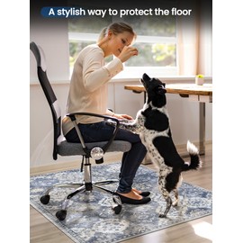 PROHALO Office Chair Mat for Hardwood Floor, 48"X 60" Desk Chair Mat for Hard Floors, Floor Mat for Office Chair，Under Desk Ofiice Rug for Rolling Computer Chair Gaming Chair-Slate Blue