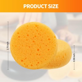 12 Pcs Pottery Sponges, 2.75 inch Yellow Round Sponges for Clay Art, Painting & Crafts, Tack Cleaning Sponges for Household & Leather Care