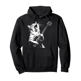 Funny Cat Playing Guitar Pullover Hoodie