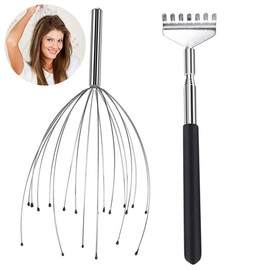 Head Massager, Back Scratcher Set, with 20 Massage Fingers, Head Massager, Spider, for Head Massage and Back Massage