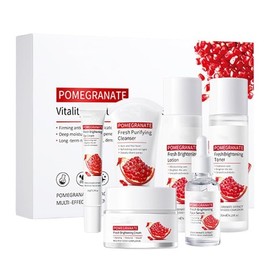 SKK Skin Care Set, 6 Piece Skin Care Set,Skin Care Gift Set for Women, Facial Care Set Includes Cleanser, Eye Cream, Facial Essence, Moisturizing Lotion, Face Cream, Toner. (pomegranate)