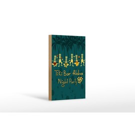 Femer Wooden Sign Alcohol 12 x 18 cm Tiki Bar Aloha Night Party Decoration Sign Wooden Sign