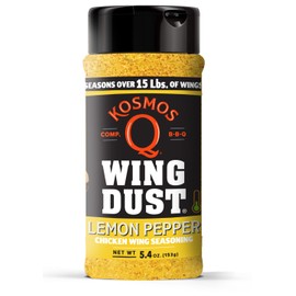 Kosmos Q Lemon Pepper Seasoning Wing Dust, Lemon Pepper Powder Chicken Wing Seasoning For Chicken, Fish, Popcorn & More, Zesty Citrus & Touch of Heat, Dry Rub Dust For Grilling, 5 Oz Shaker Bottle