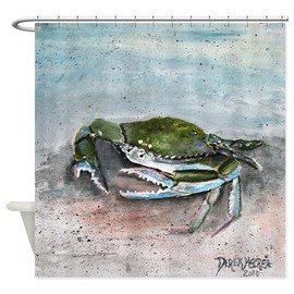 CafePress Blue Crab Acrylic Painting Decorative Fabric Shower Curtain