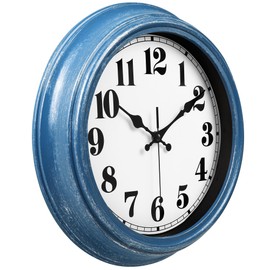 JENLYSTIME 12 Inch Retro Wall Clock Silent Non Ticking Battery Operated Movement Easy to Read Wall Clocks Decorate for Bedroom Living Room Kitchen Office(Blue)