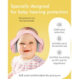 Baby Ear Muffs - Infant Ear Protection 25dB SNR Noise Cancelling, Adjustable Hearing Protection Headphones for Toddler 0-3 years, Pink