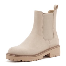 vodvob Women's Chelsea Boots Fashion Slip On Ankle Booties Casual Elastic Chunky Block Booties