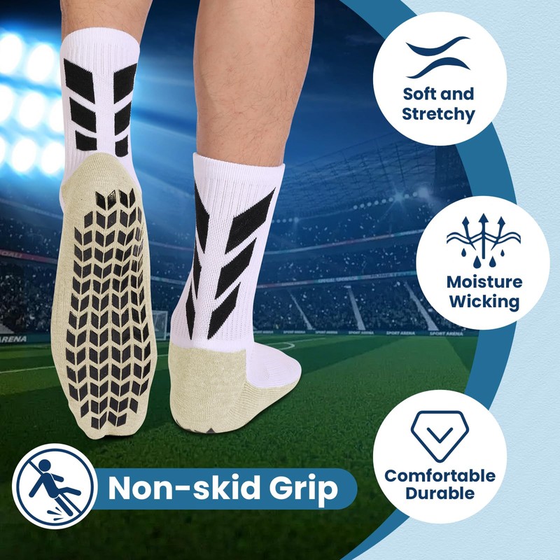 MENDENG Grip Socks Soccer Men Youth Non Slip Grippy Socks