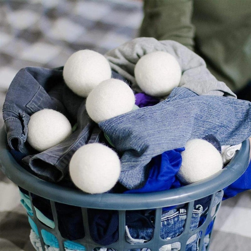 6PCS Wool Dryer Balls 100% Organic Wool Natural Laundry Fabric