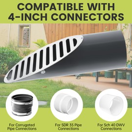 4" Angled Drain Grating Yard Drain, french drain for Sump Pump Discharge & Downspout Extensions, Yard Drain Emitter for Yard 4 inch Connection to Reduce Stagnant Water