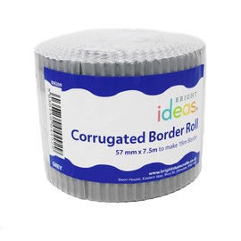 Bright Ideas Corrugated Border Roll for School Displays, Grey, 10cm x 7.5m. BI8209.