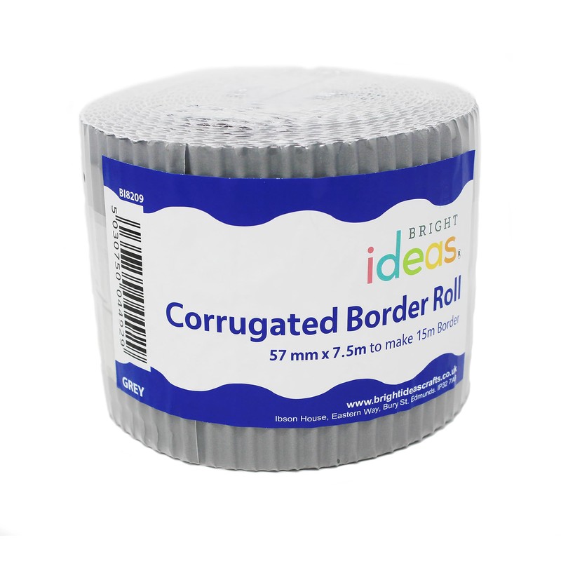 Bright Ideas Corrugated Border Roll for School Displays, Grey, 10cm