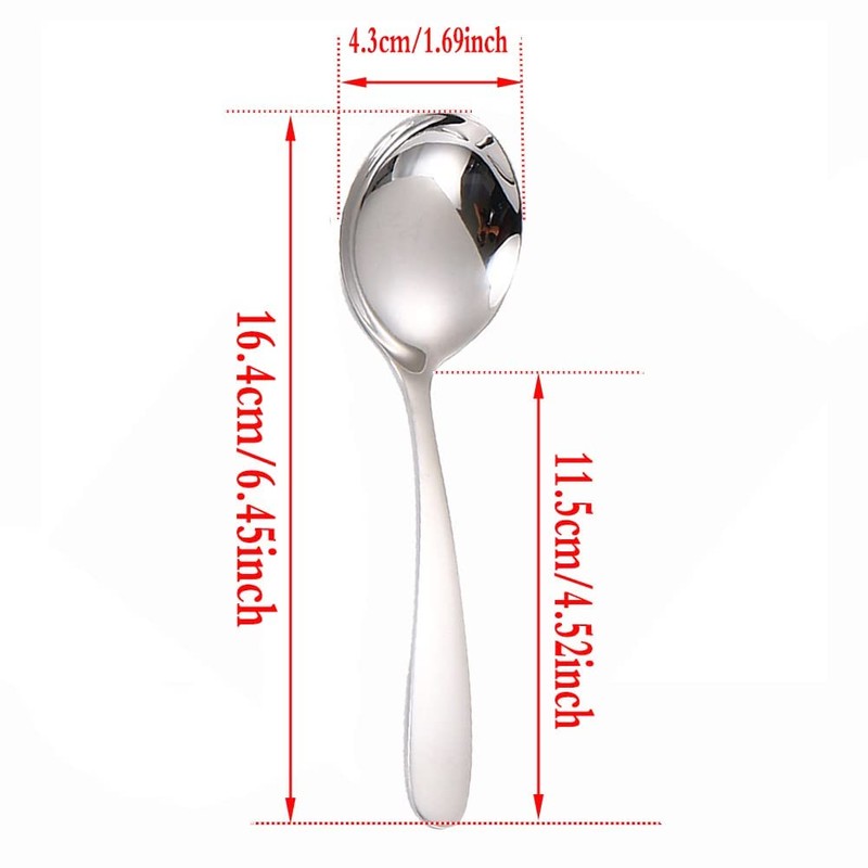 SHULI Soup Spoons for Kids, Stainless Steel Bouillion, Classic Spoons,