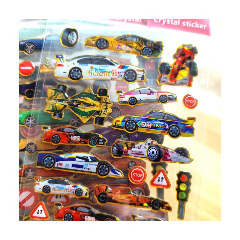 Cmart-Labo Boys Stickers, Super Car, Set of 4, 3D, Sparkling,
