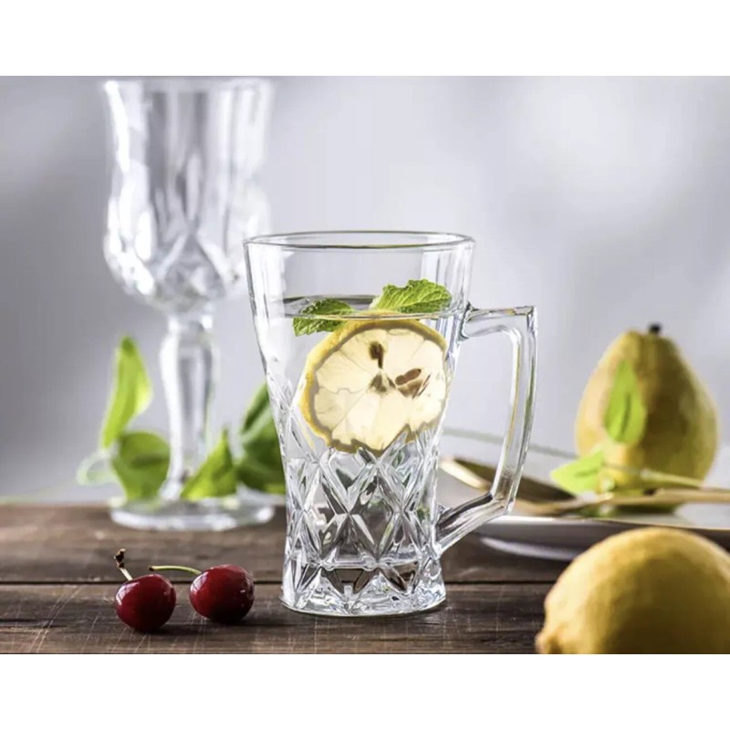 Comate 2 Pk Glass Tea Cups Set with Handle, Clear