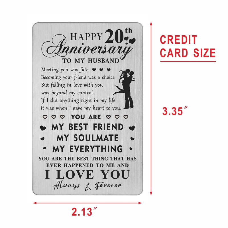HYHYDHP 20th Anniversary Card Gifts for Husband - Happy 20
