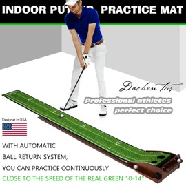 Putting Green Indoor Mat Outdoor Golf Putting Mat with Automatic Ball Return - Ideal for Home, Office, and Outdoor Use