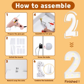 imprsv Light Up Numbers, 3FT Mosaic Numbers Marquee Numbers for 2st 20th Birthday Decorations Anniversary Party Decor, Large Marquee Numbers for Party Decorations, Number 2