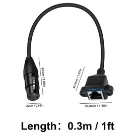 Poyiccot RJ45 to 3 Pin XLR Cable, 3 Pin XLR Female to RJ45 Female Network Extension Cable, RJ45 to XLR DMX Cable for Amplifiers, Mixers, KTV Equipment, Lighting and Sound, 30cm