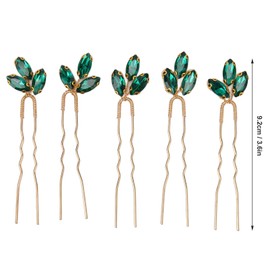 CYSFETENA Pack of 5 Handmade Hair Accessories, Green, Exquisite Vintage Rhinestone Style Barrettes, Elegant Hair Clips, Green for Wedding, Party, Prom, Bride, Girls, Bridesmaid Hair Accessories