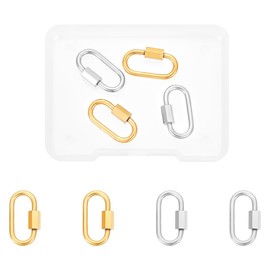 UNICRAFTALE about 4Pcs 2 Colors Stainless Steel Screw Locking Carabiner Golden Oval Keychain Connector Metal Lock Clasps Keychain Hook Pendants for DIY Necklaces Bracelet Keychain Jewelry Making