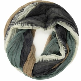 Glamexx24 Women's Scarf Tube Scarf Light Loop Scarf Neckerchief Scarf Soft and Comfortable on the Skin, Light brown-green-dark grey