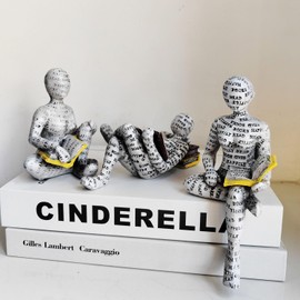 Yahu Lando 3 Pcs Reading Women Figurine,Thinker Statue,Modern Bookshelf Decor,Aesthetic Sculpture,Room Decor Modern Abstract Decoration on Shelf Table Desk for Living Room Office Bedroom