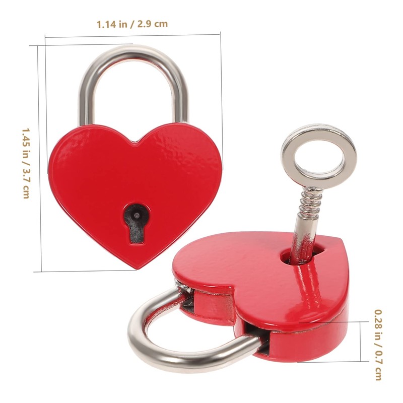 Angoily 3sets Heart Shaped Keyed Padlock Locks for Jewelry Boxes
