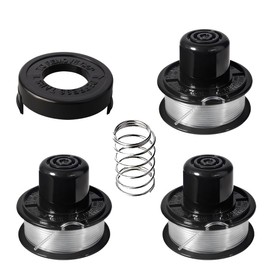 Grass trimmer spool, compatible with Black + DEC tondeuse gl250, gl310, gl360, includes 3 replacement trimmer spools, 1 replacement spool cover and 1 spare spring