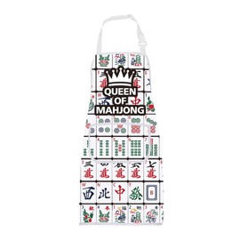 ENSIANTH Mahjong Gifts for Mahjong Lovers Apron Queen of Mahjong Apron Gift for Mah Jong Player Baking Cooking Chef Apron with Pocket (2519 majiang apron)