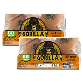 Gorilla Packing Tape Tough & Wide Refill for Moving, Shipping and Storage, 2.83" x 30 yd, 2 Rolls (Pack of 2)